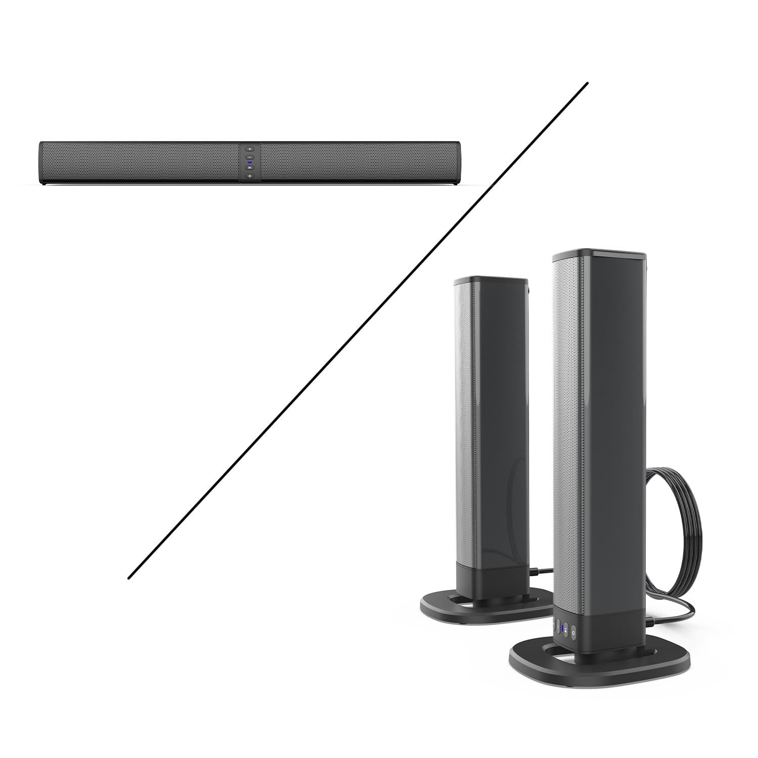 Loa soundbar có thể tháo rời thành loa cây đôi