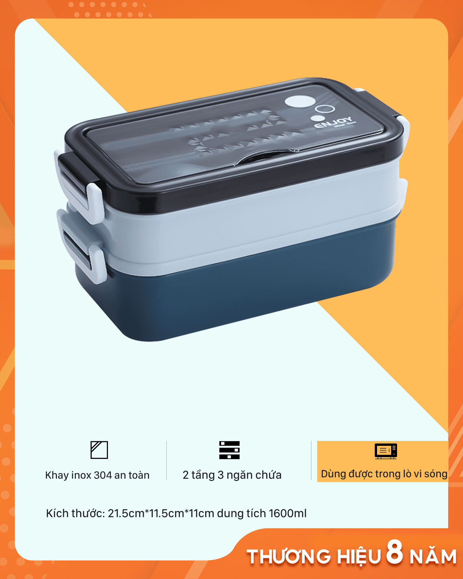 Hộp đựng cơm inox giữ nhiệt văn phòng AKIHO