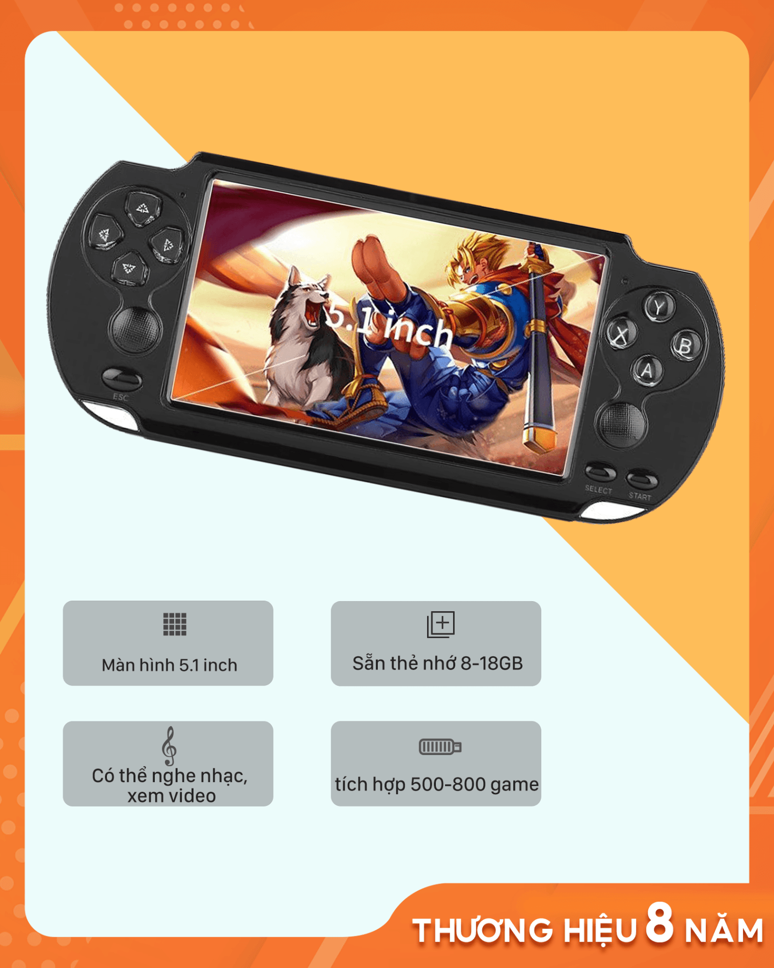 Máy chơi game x9 8G 5.1inch đôi cầm tay