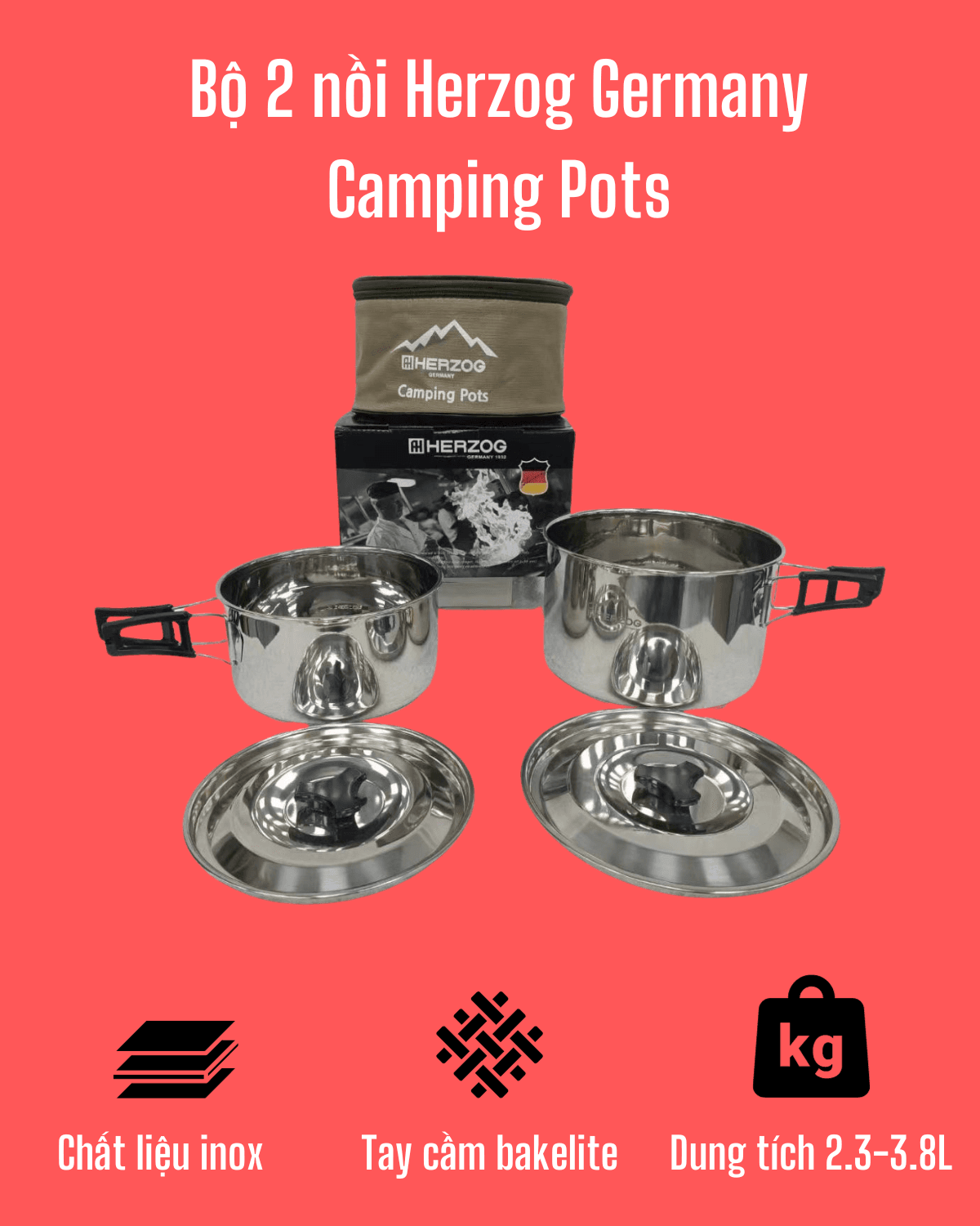 Bộ 2 nồi Herzog Germany - Camping Pots
