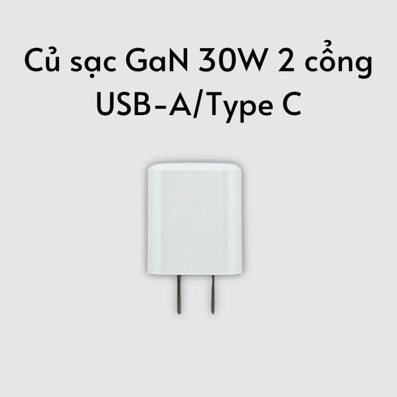 Củ sạc GaN 30W 2 cổng USB-A/Type C