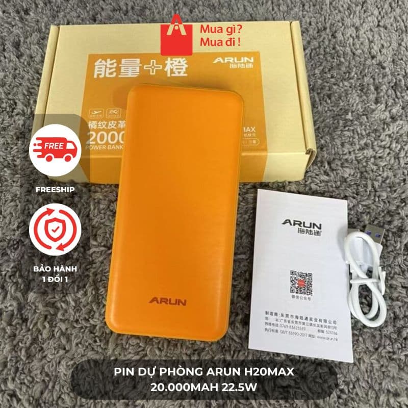 Pin dự phòng ARUN H20MAX 20.000mAh 22.5W