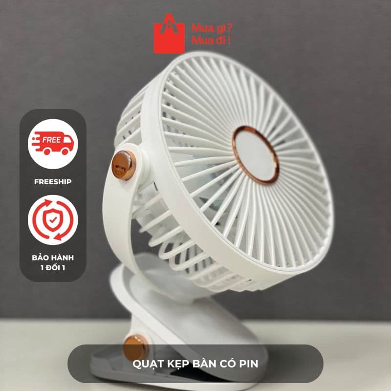 Quạt kẹp bàn có pin