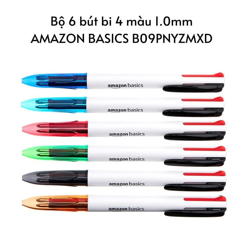 Bộ 6 bút bi 4 màu 1.0mm AMAZON BASICS B09PNYZMXD