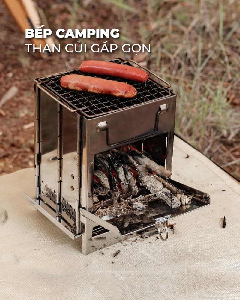Bếp Camping than củi gấp gọn