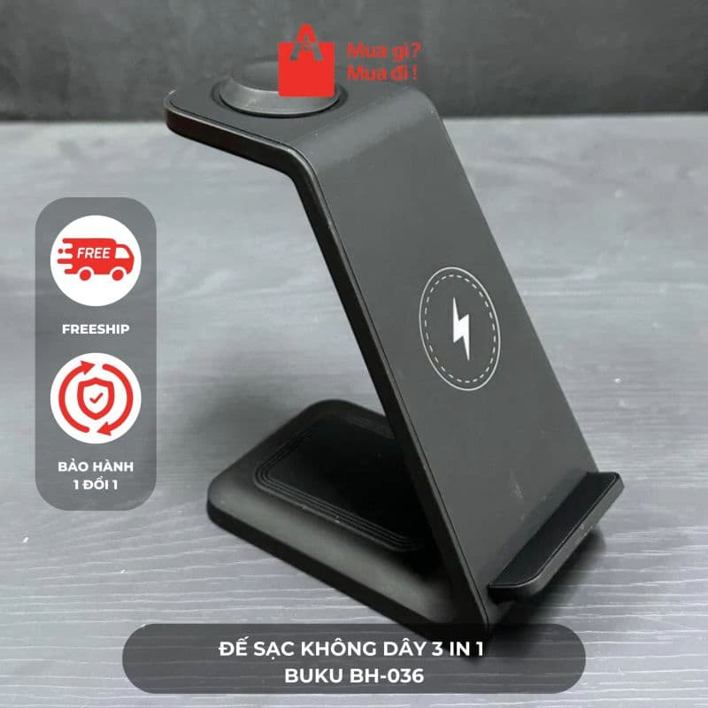 Đế sạc không dây 3 in 1 Buku BH-036