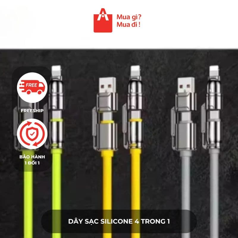 Dây sạc Silicone 4 trong 1