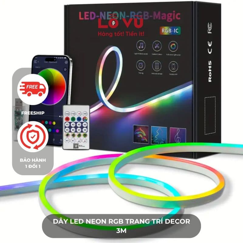 Dây led Neon RGB trang trí decor 3M