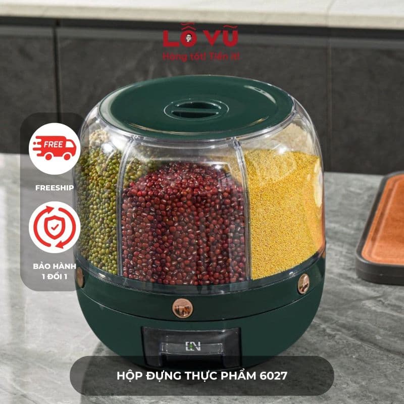 Hộp đựng thực phẩm 6 ngăn xoay 360 độ thông minh 6027