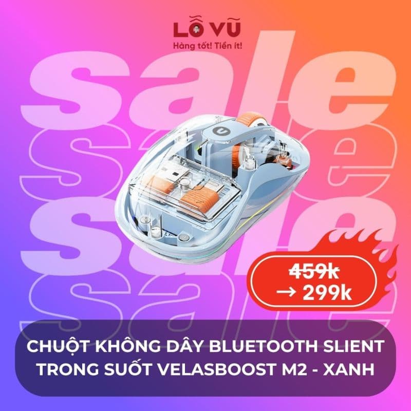 Chuột không dây bluetooth slient trong suốt Velasboost M2