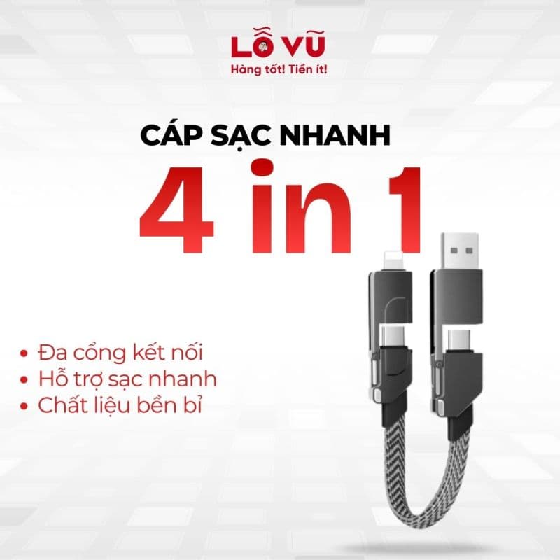 Cáp sạc nhanh 4 in 1