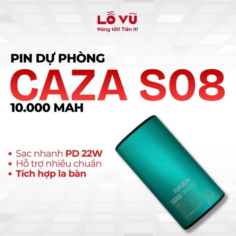 [SẠC NHANH] Pin dự phòng 10.000mAh CAZA S08