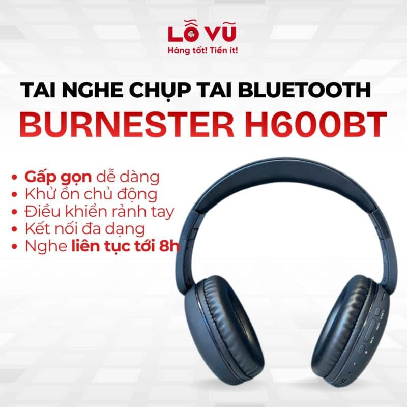 Tai nghe chụp Bluetooth BURNESTER H600BT - Chống ồn Bluetooth: 5.0