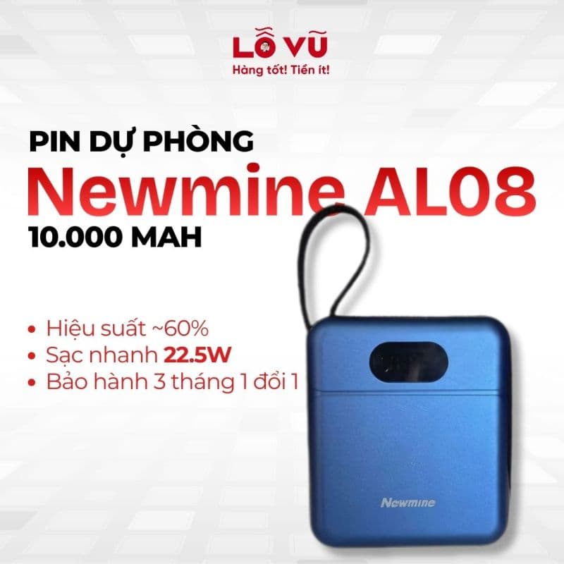 [SẠC NHANH] Pin dự phòng Newmine AL08 10.000mAh