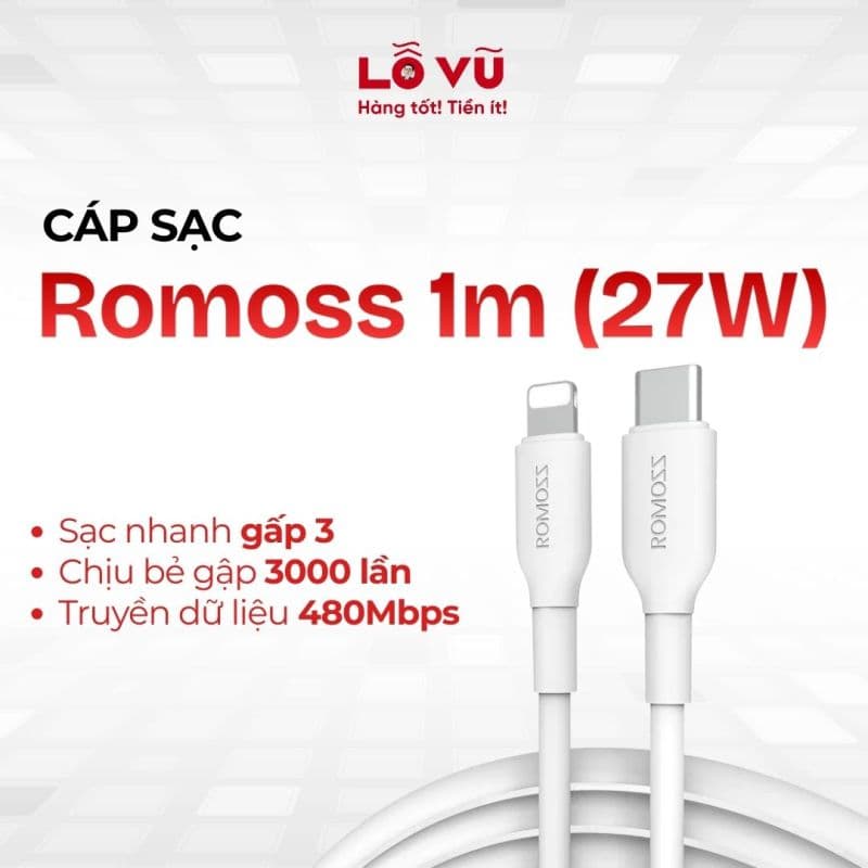 Cáp sạc Romoss 1m (27W)