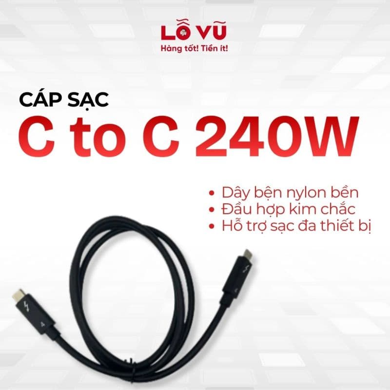 Cáp sạc C to C 240W