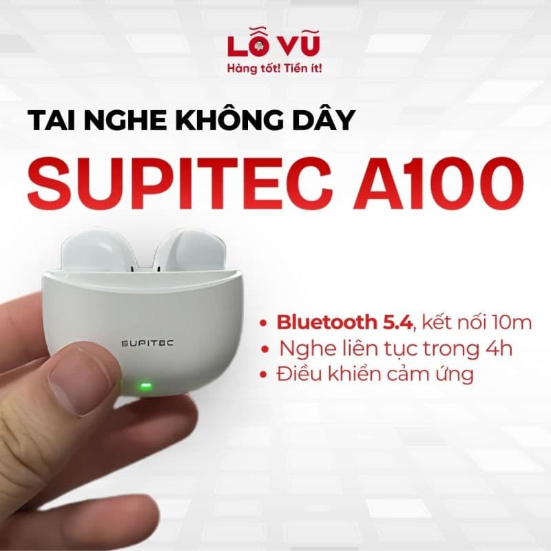 Tai nghe không dây SUPITEC A100 - Nghe liên tục 4h, điều khiển cảm ứng