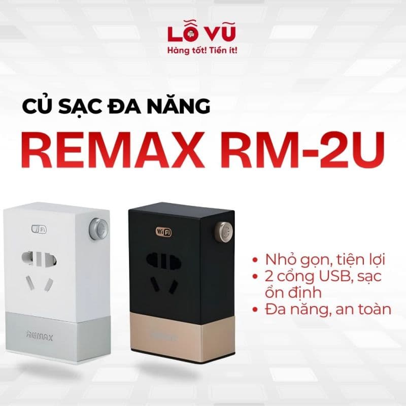 Ổ cắm chuyển đổi kiêm sạc USB REMAX RM-2U
