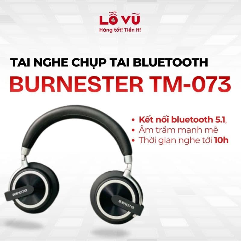 Tai nghe Bluetooth BURNESTER TM-073 - Bluetooth 5.1, nghe liên tục 10h