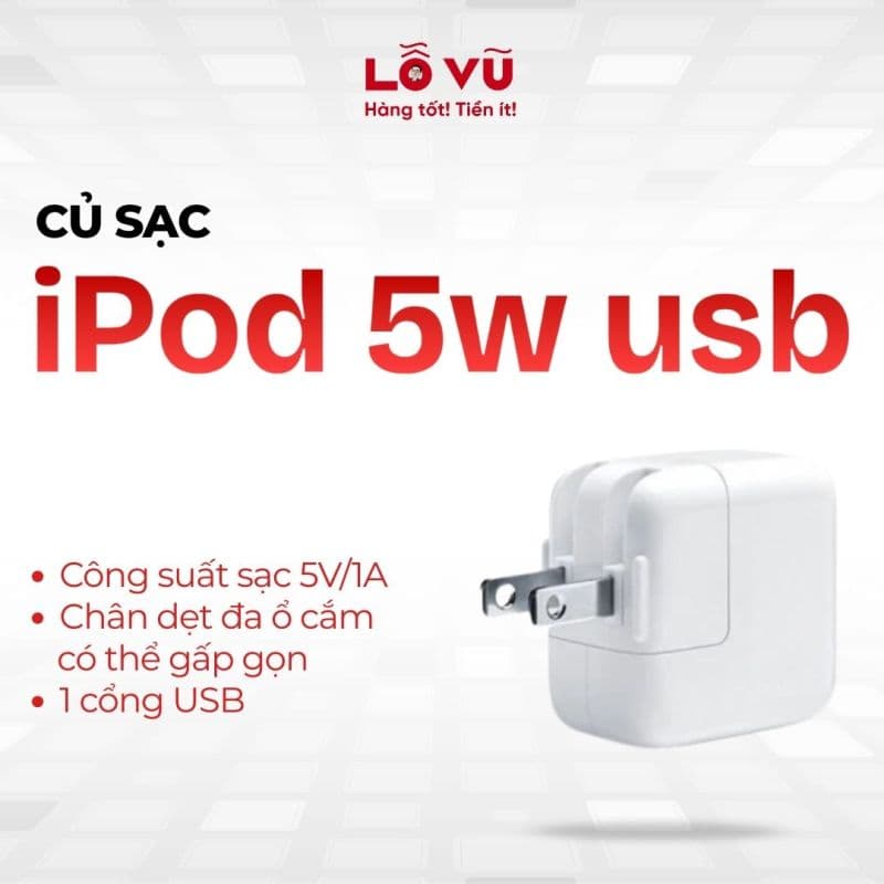 Củ sạc iPod 5w usb - hàng cũ tồn kho, không hộp
