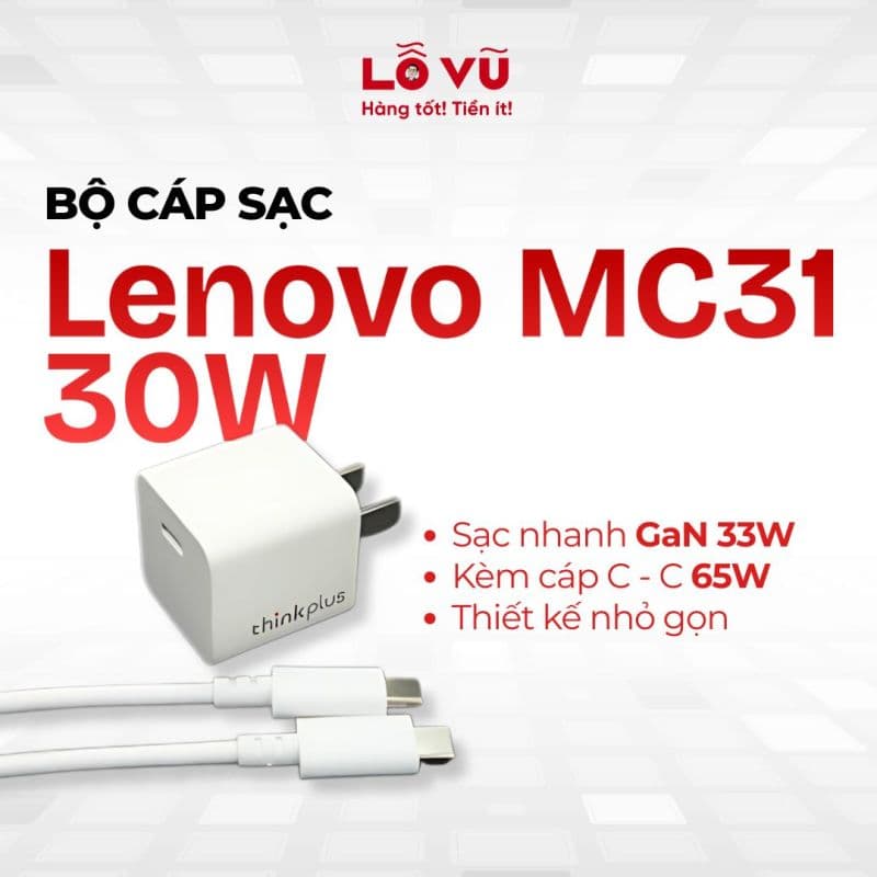Bộ sạc cáp Lenovo 30W MC31