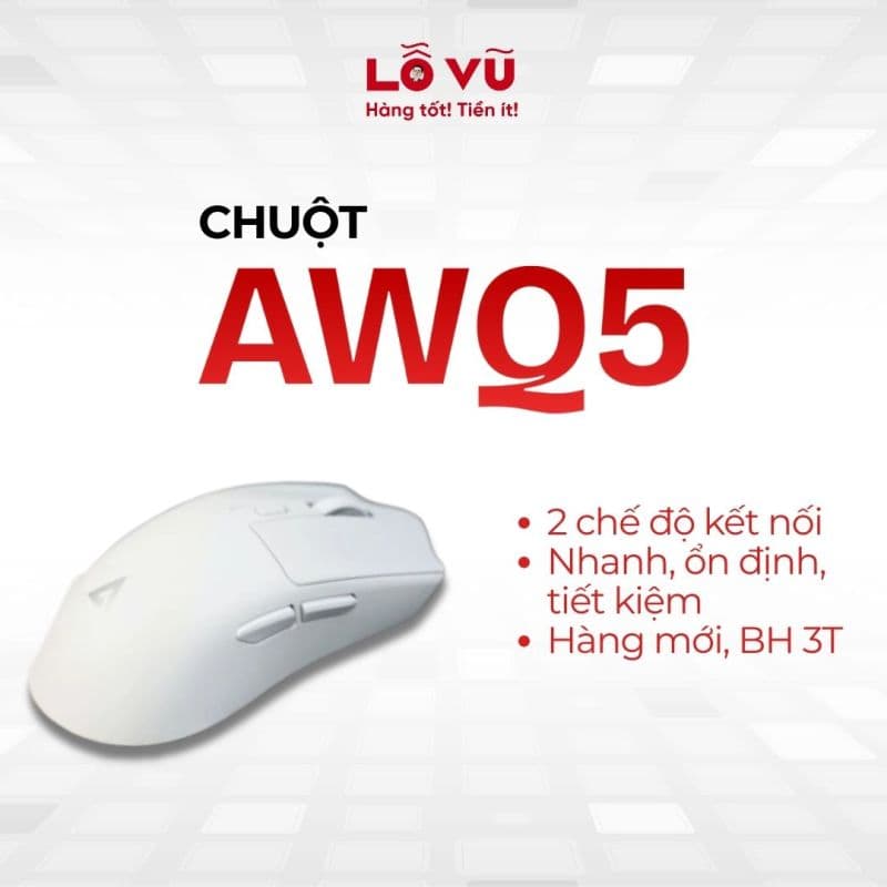 Chuột AWQ5 đa chế độ cho game thủ & văn phòng, DPI lên tới 8.000, pin 500 mAh