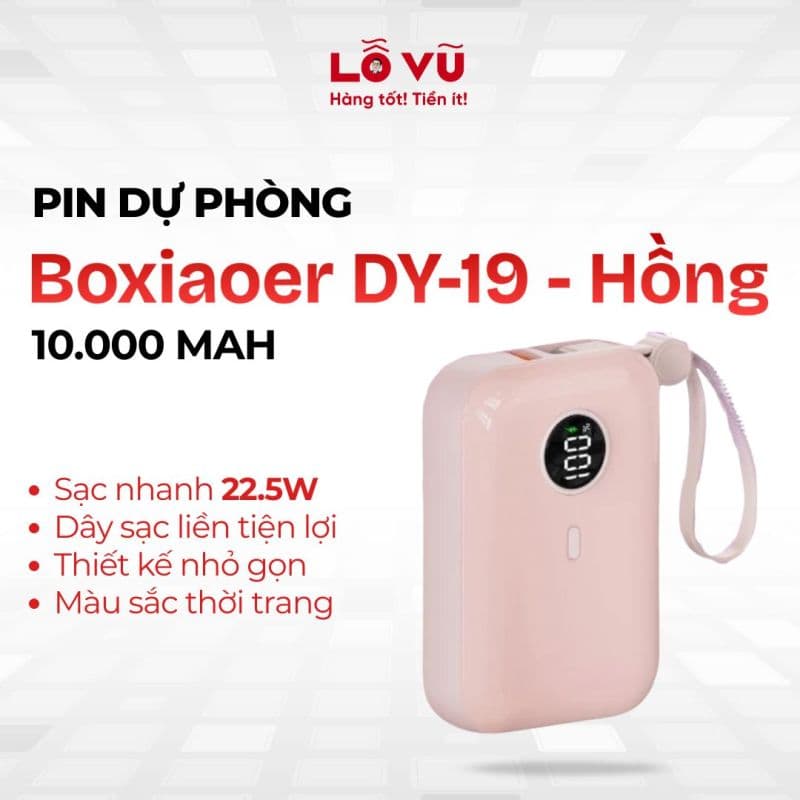 [SẠC NHANH] Pin dự phòng 10.000mAh Boxiaoer DY-19 - Hồng