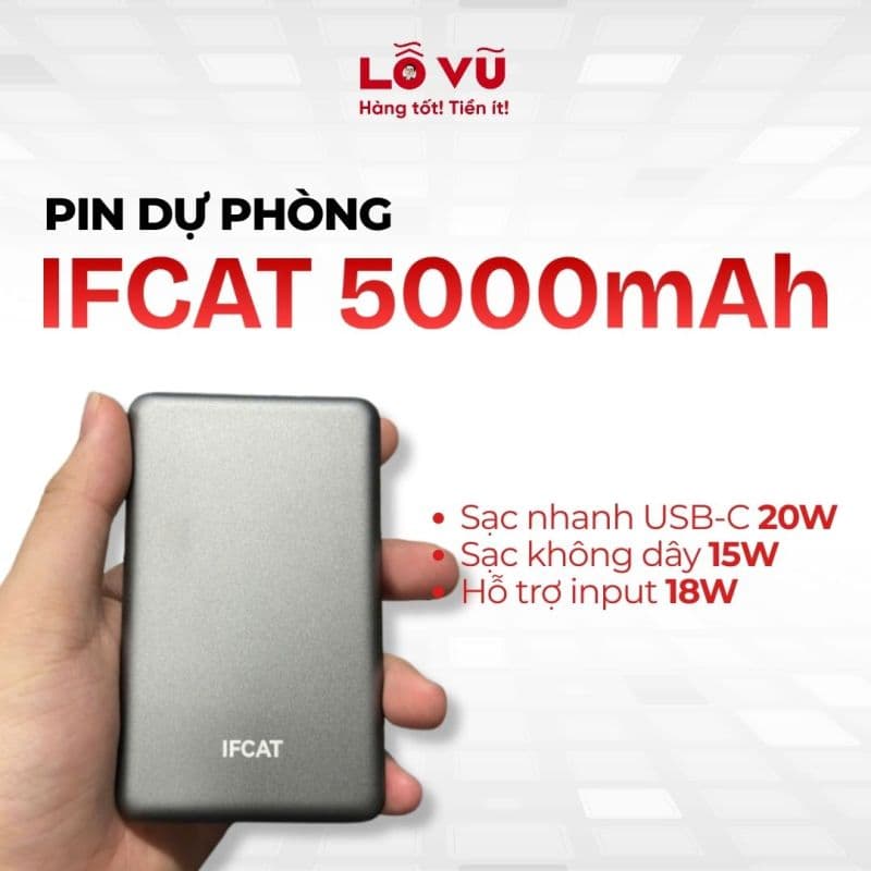 Pin dự phòng IFCAT 5000mAh (No Box)