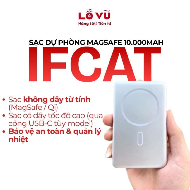 Sạc dự phòng magsafe 10.000mAh IFCAT - No box - Cũ