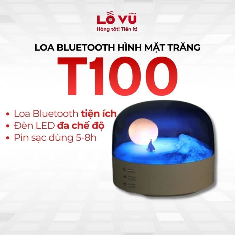 Loa Bluetooth hình mặt trăng T100 - Loa kiêm đèn ngủ