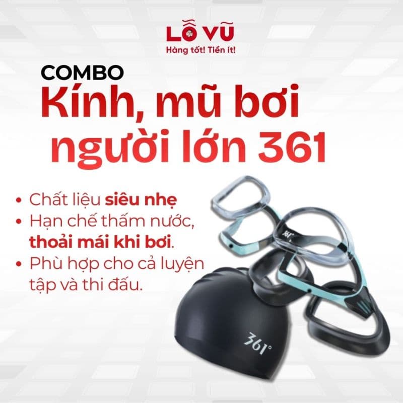Kính, mũ bơi người lớn 361