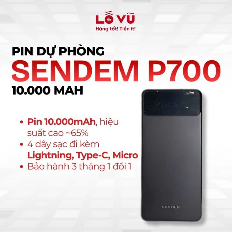 [ĐỒNG GIÁ 89K] Pin dự phòng SENDEM P700 10.000mAh