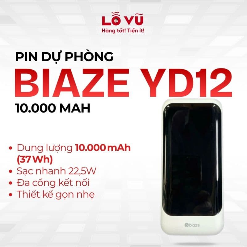 [SẠC NHANH] Pin dự phòng BIAZE YD12 10.000mAh