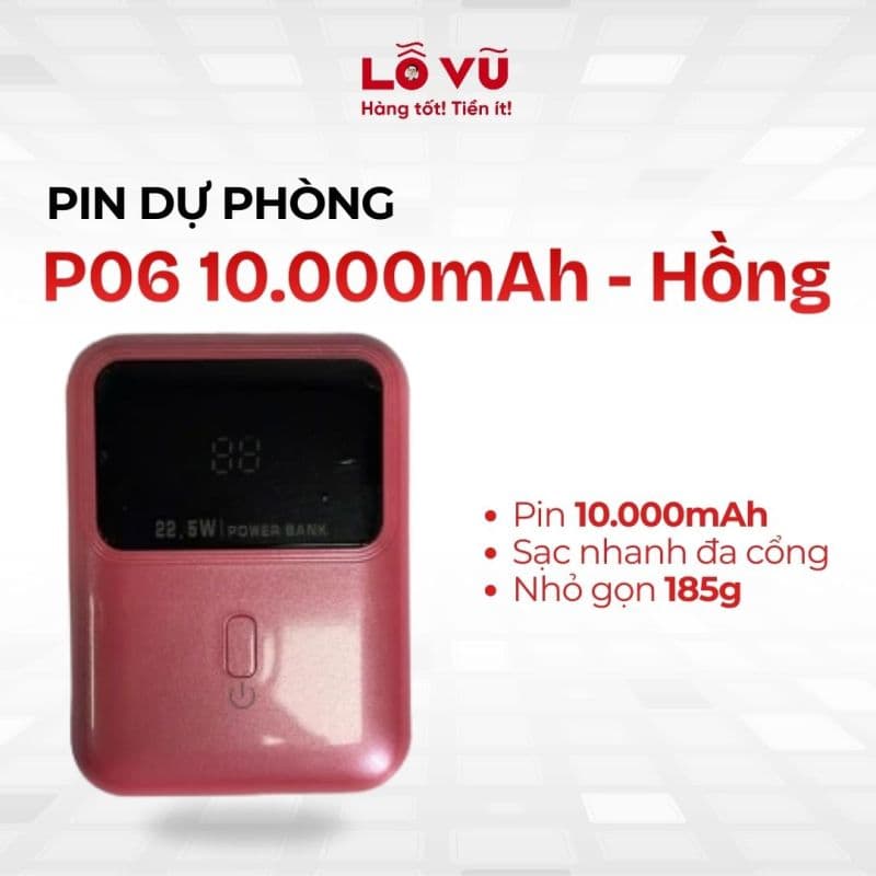 [SẠC NHANH] Pin dự phòng P06 10.000mAh - Sạc đa cổng nhỏ gọn