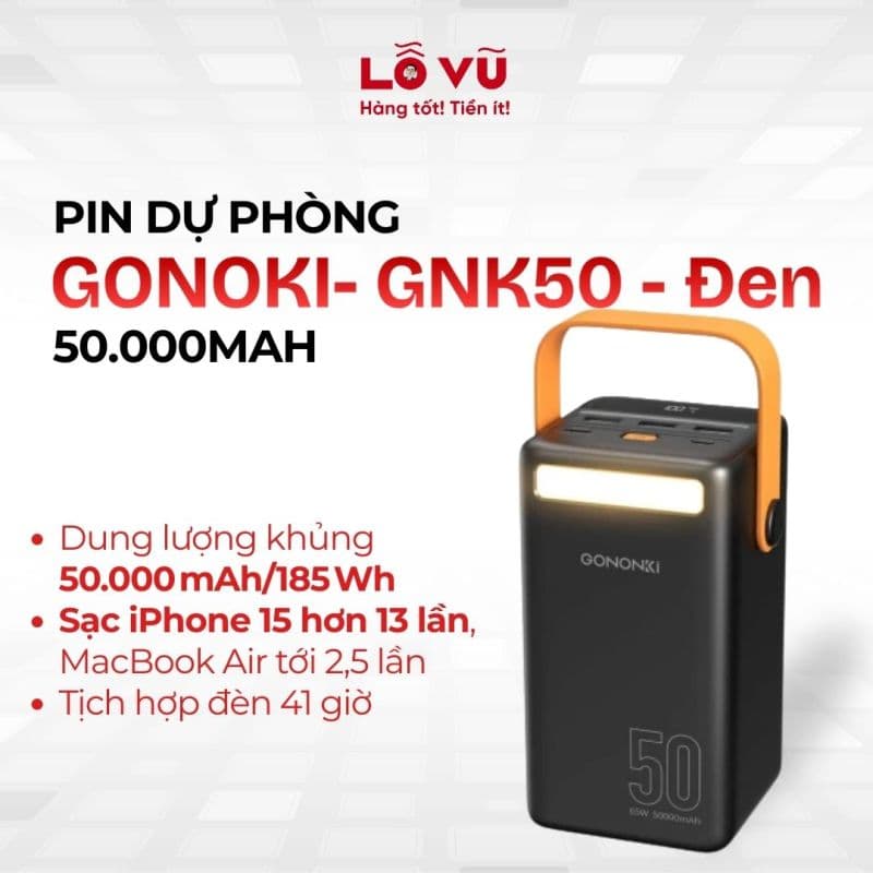 [SẠC NHANH] Pin dự phòng GONOKI GNK50 50.000mAh