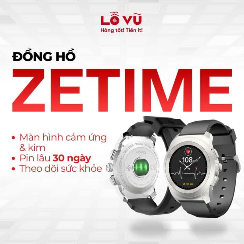 Đồng hồ ZETIME - Đồng hồ thông minh có kim, thương hiệu Thuy Sĩ, màn hình cảm ứng, kháng nước