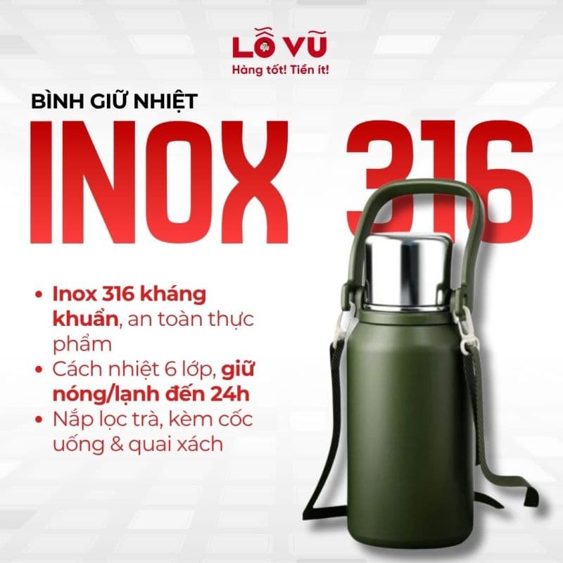 Bình giữ nhiệt inox 316