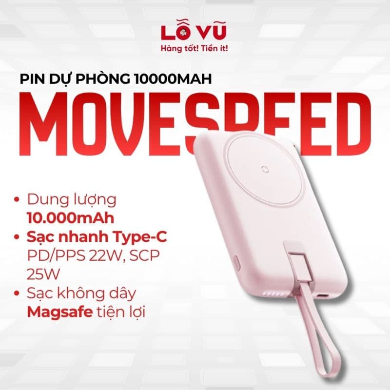 [SẠC NHANH] Pin dự phòng MOVESPEED 10.000mAh