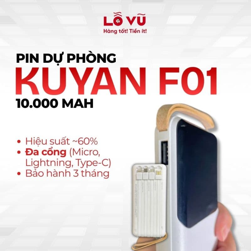 Pin dự phòng KUYAN F01 10.000mAh