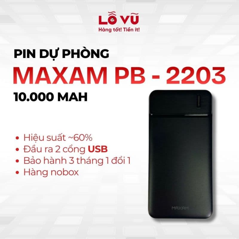 Pin dự phòng MAXAM PB - 2203 10.000mAh