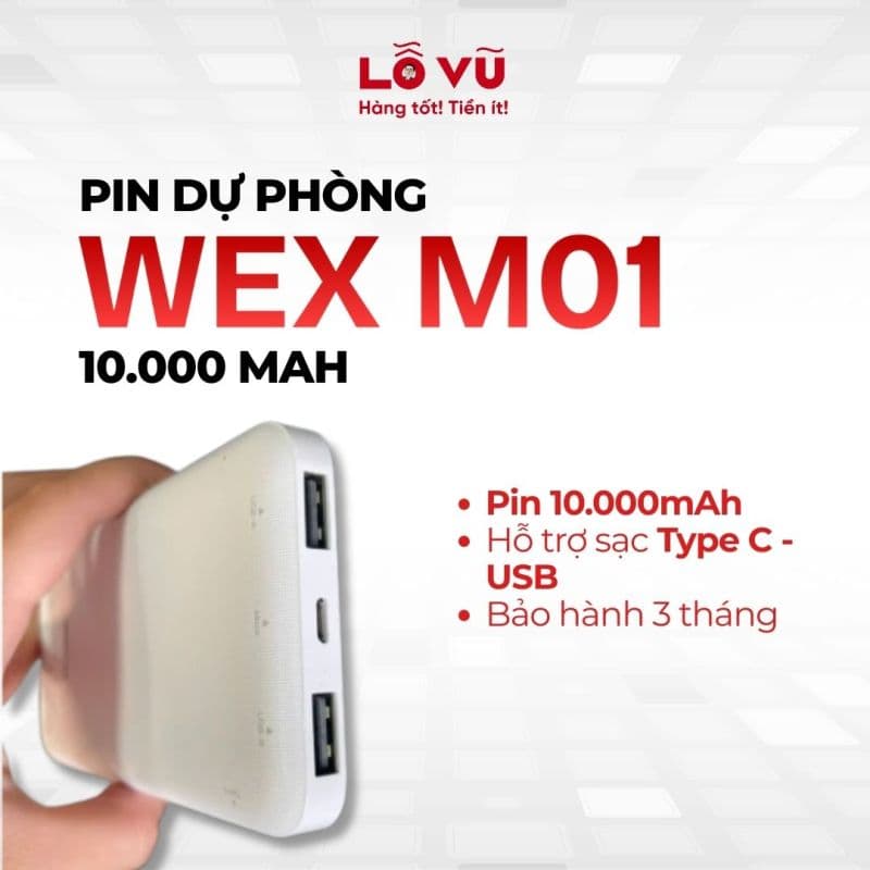 Pin dự phòng WEX M01 10.000mAh