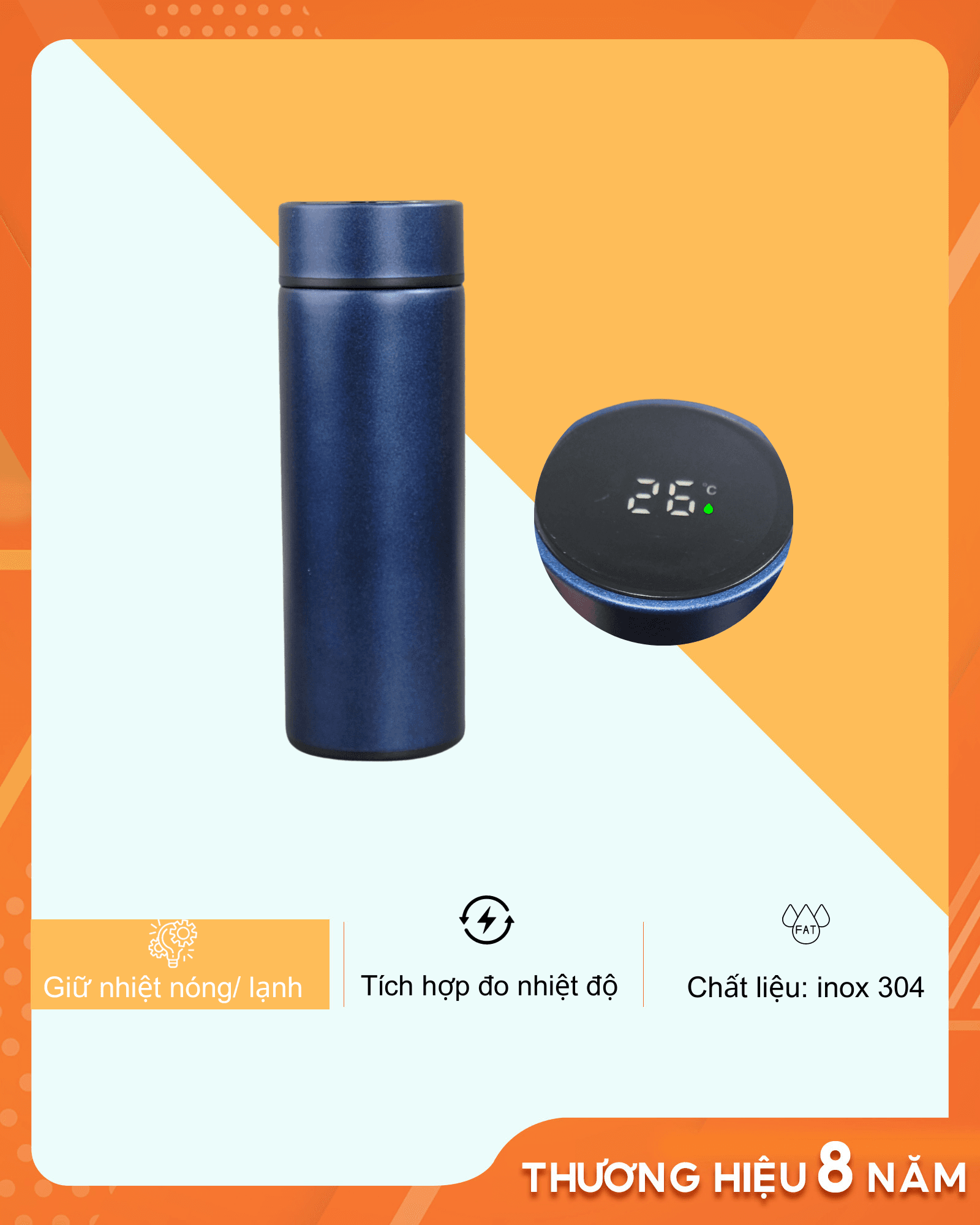 Bình nước giữ nhiệt 230ml - có màn hình báo nhiệt độ