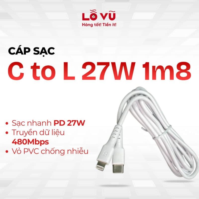 Cáp C to L 27W 1m8