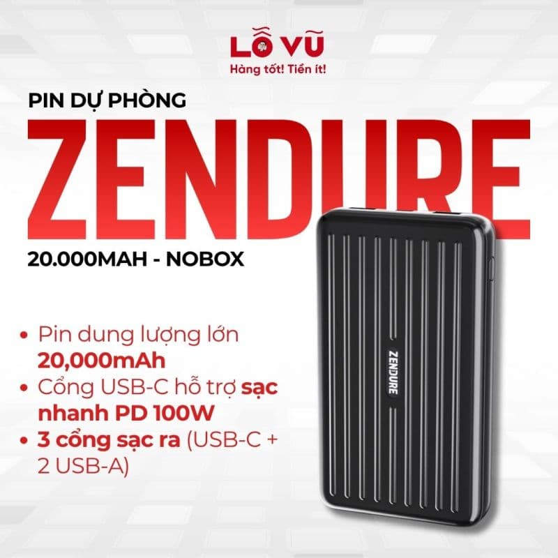 Pin dự phòng Zendure 20.000mAh - NoBox
