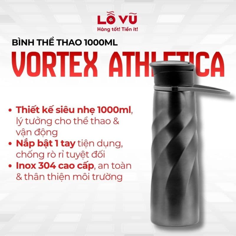 Bình thể thao Vortex Athletica - Dung tích 1000ml