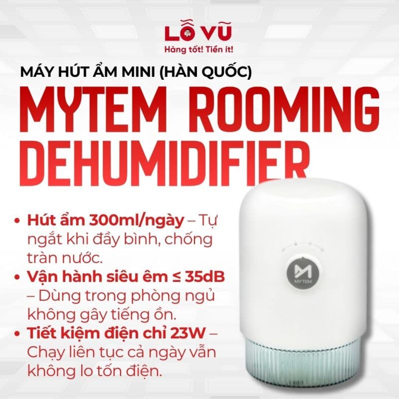 Máy hút ẩm mini MYTEM Rooming Dehumidifier (Hàn Quốc)