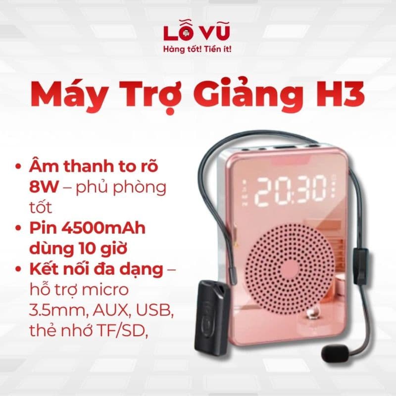 Máy Trợ Giảng H3 - Bộ loa mic di động dành cho giảng viên, hướng dẫn viên du lịch
