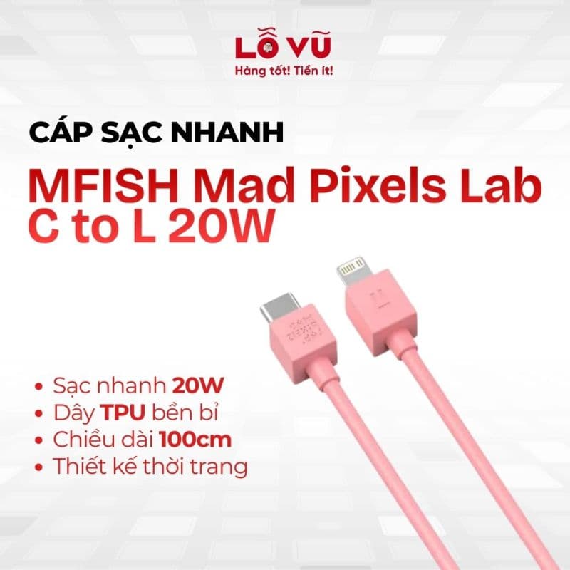 Cáp sạc MFISH Mad Pixels Lab C to L 20W