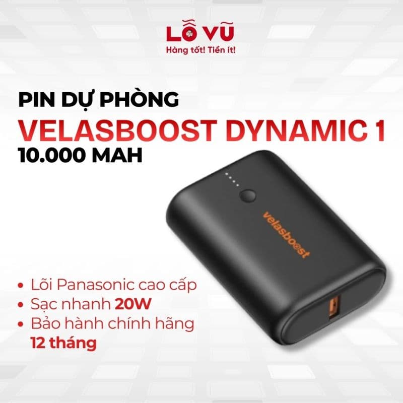 [SẠC NHANH] PIN DỰ PHÒNG VELASBOOST DYNAMIC 1 (10K MAH)