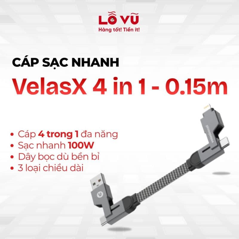 Cáp VelasX 4 in 1 - 0.15m